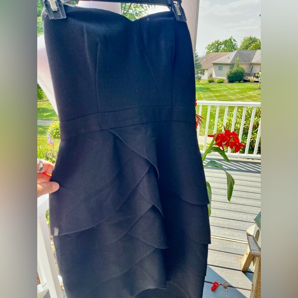 Club Monaco Black Strapless Tiered Ruffle Cocktail Dress - Size 0 - Picture 3 of 6